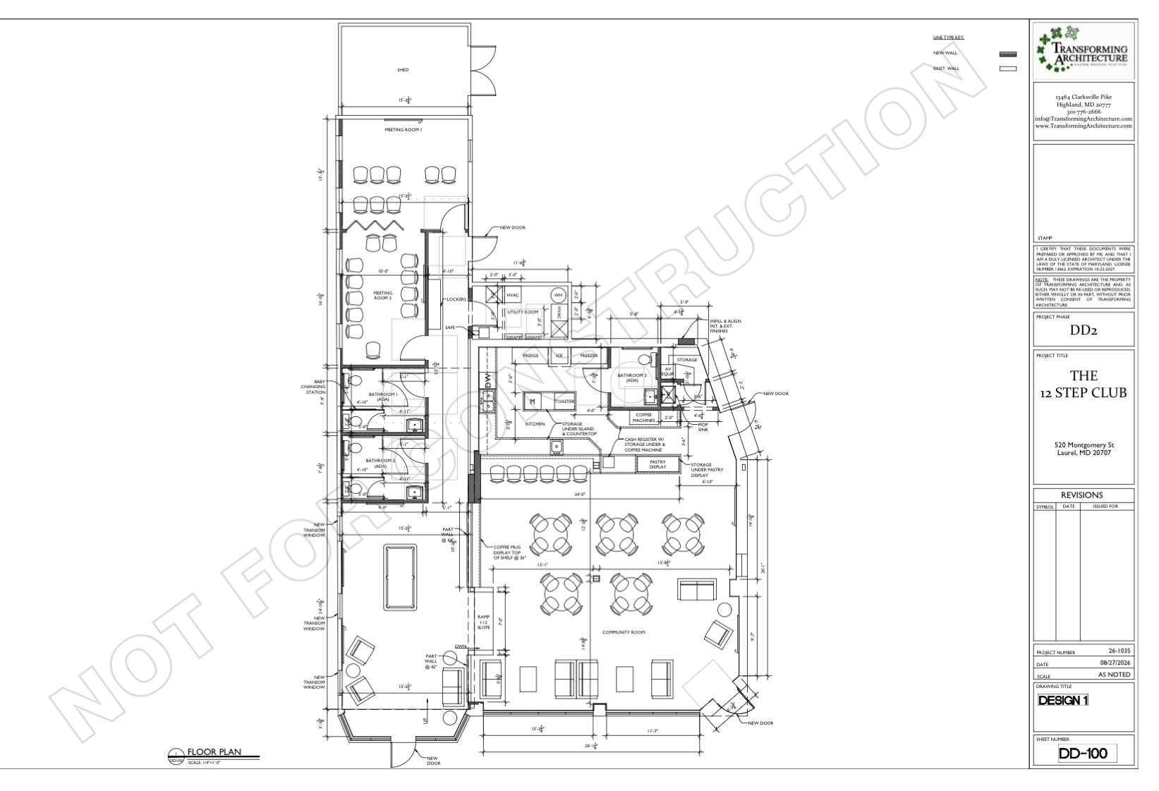 Architectural floor plan for Laurel Club 520 at 520 Montgomery St, Laurel, MD 20707